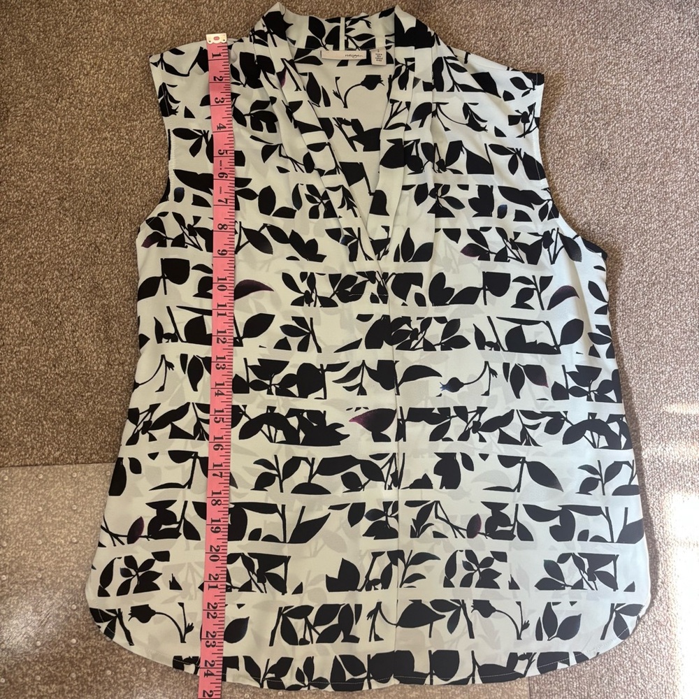 Nordstrom Halogen Sea-foam Green and Black Print Sleeveless V-Neck Blouse, SP - Picture 8 of 8